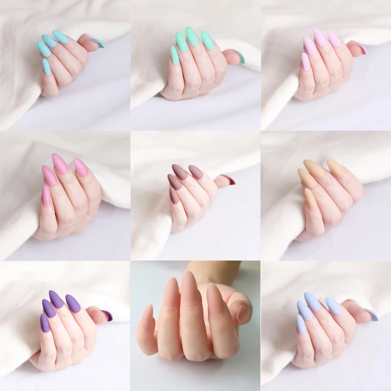 

24pcs Solid Color Sense Fake Nail Tip 2020 Design 40 Style Wear False Nails For Nail Extension Manicure Art Press On Nail