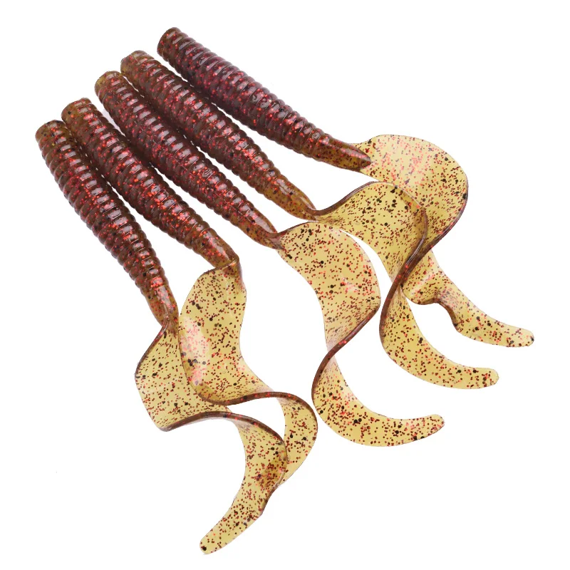 5pcs/Lot Worm Curly Soft Bait 8cm 4.3g Fishing Lure Jig Wobblers Silicone With Salt Smell Artificial Baits Bass Carp Swimbaits