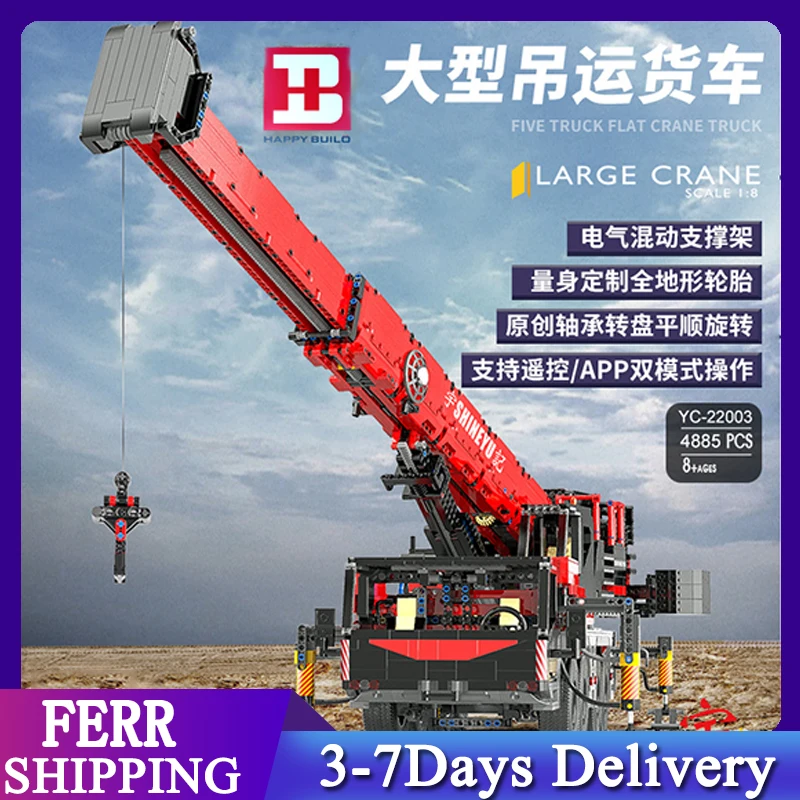 

2021 YC-22003 Mobile Crane Model Brick Remote Control 4885PCS Building Blocks Rc Truck Moc Crawler Block Kids Toys For Children