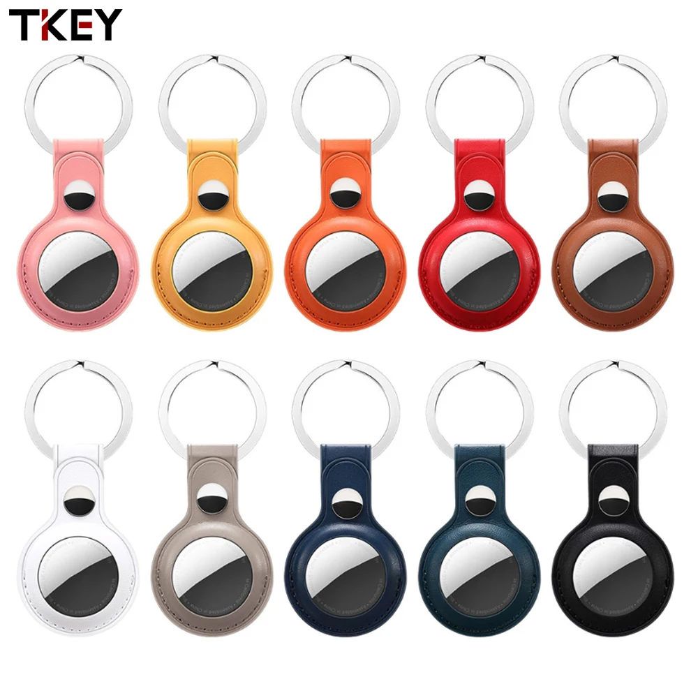 

Высококачественный кожаный защитный чехол TKEY для Apple Airtag, локатор, трекер с дизайном брелока, портативный защитный чехол