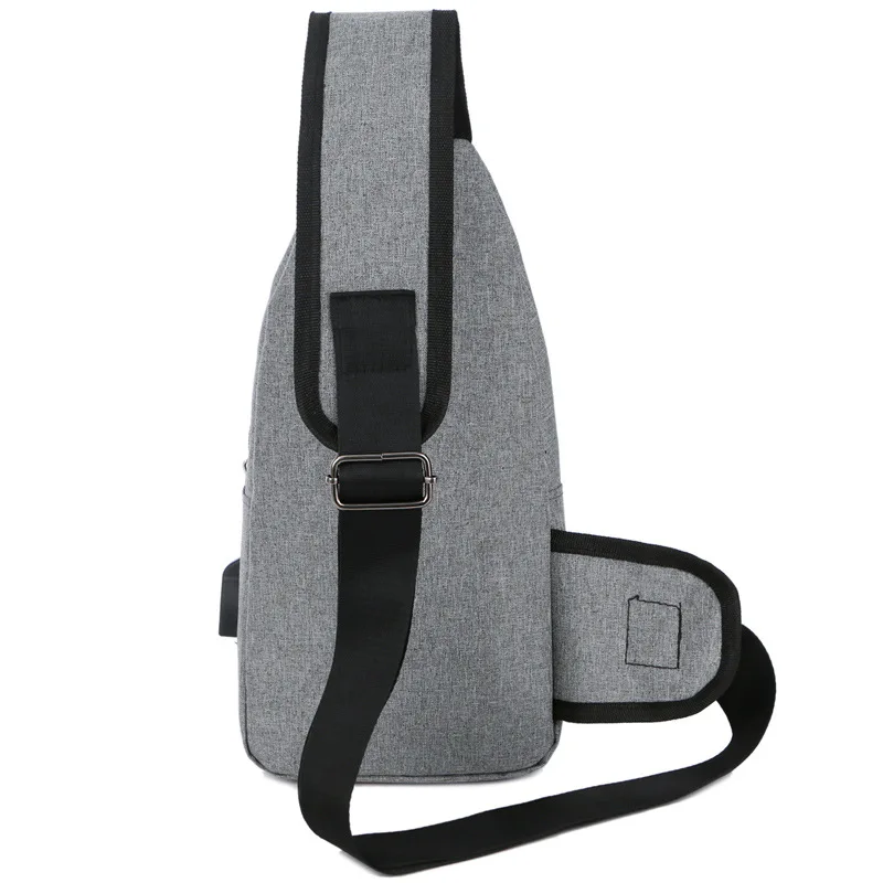 

Men Chest Bag Pack Oxford Single Shoulder Strap Canvas USB Charging Back Crossbody Bags for Unisex Sling Travel Shoulder Bag