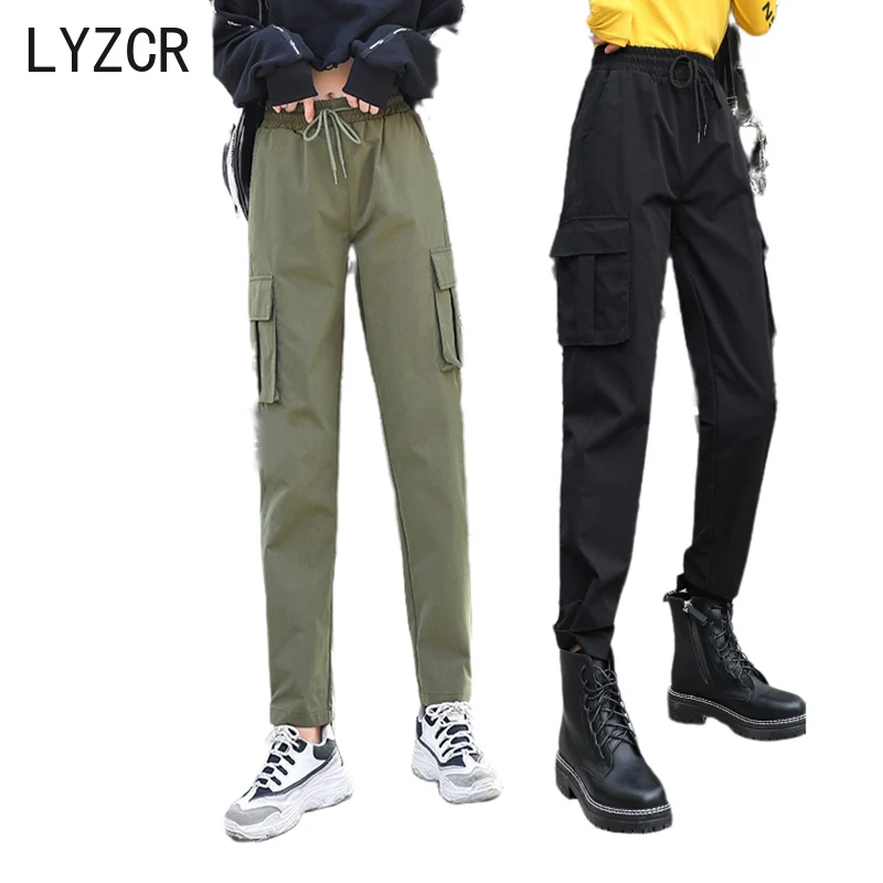 LYZCR женские штаны карго весенние свободные брюки-джоггеры для женщин с высокой