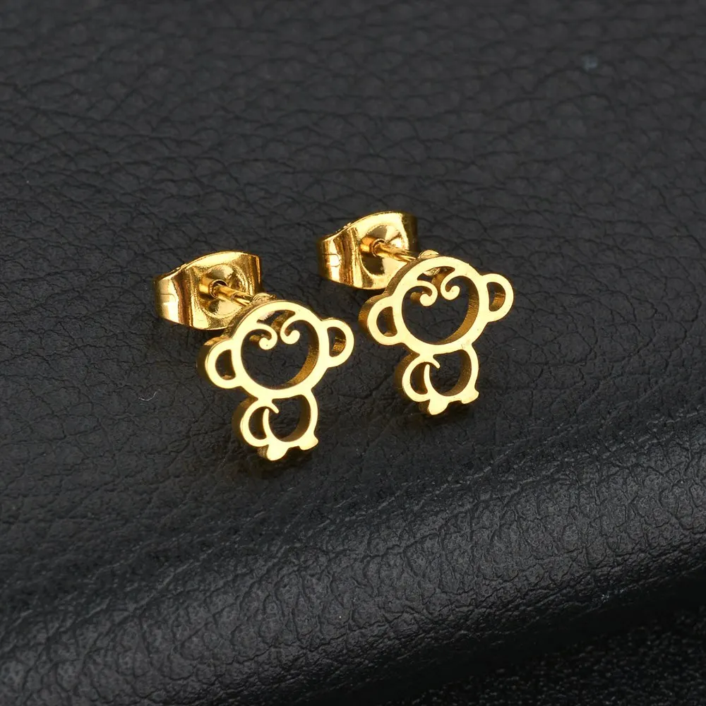 Женские сережки-гвоздики MeMolissa из нержавеющей стали золотого цвета ювелирные