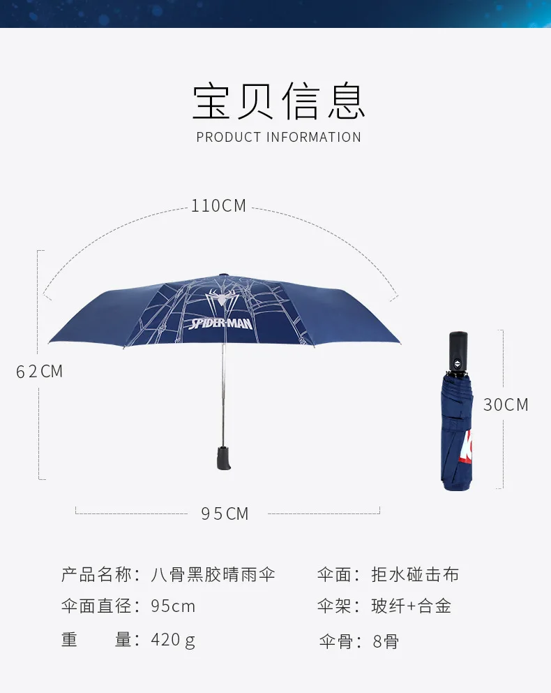Зонт мужской ветрозащитный большой с изображением Капитана Америки темно-синий