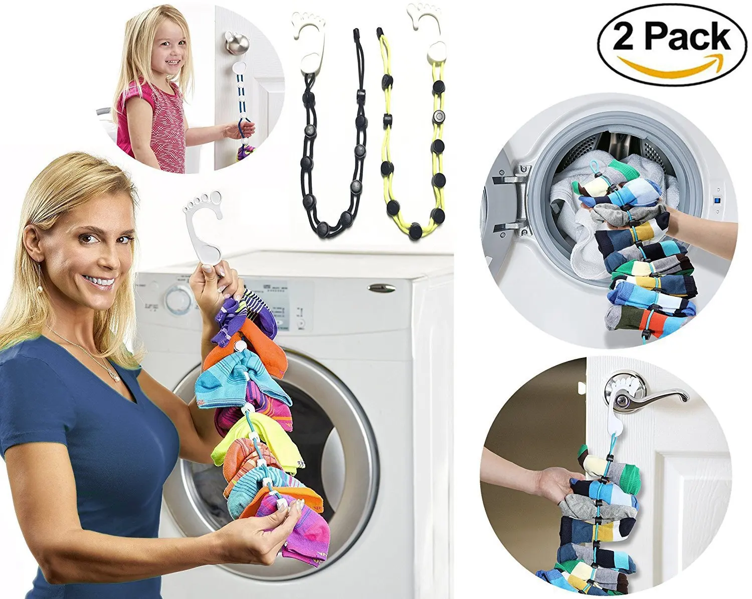 

2 Pack Socks Storage Organizer Cleaning Aids TV Socks Hanger Socks Drying