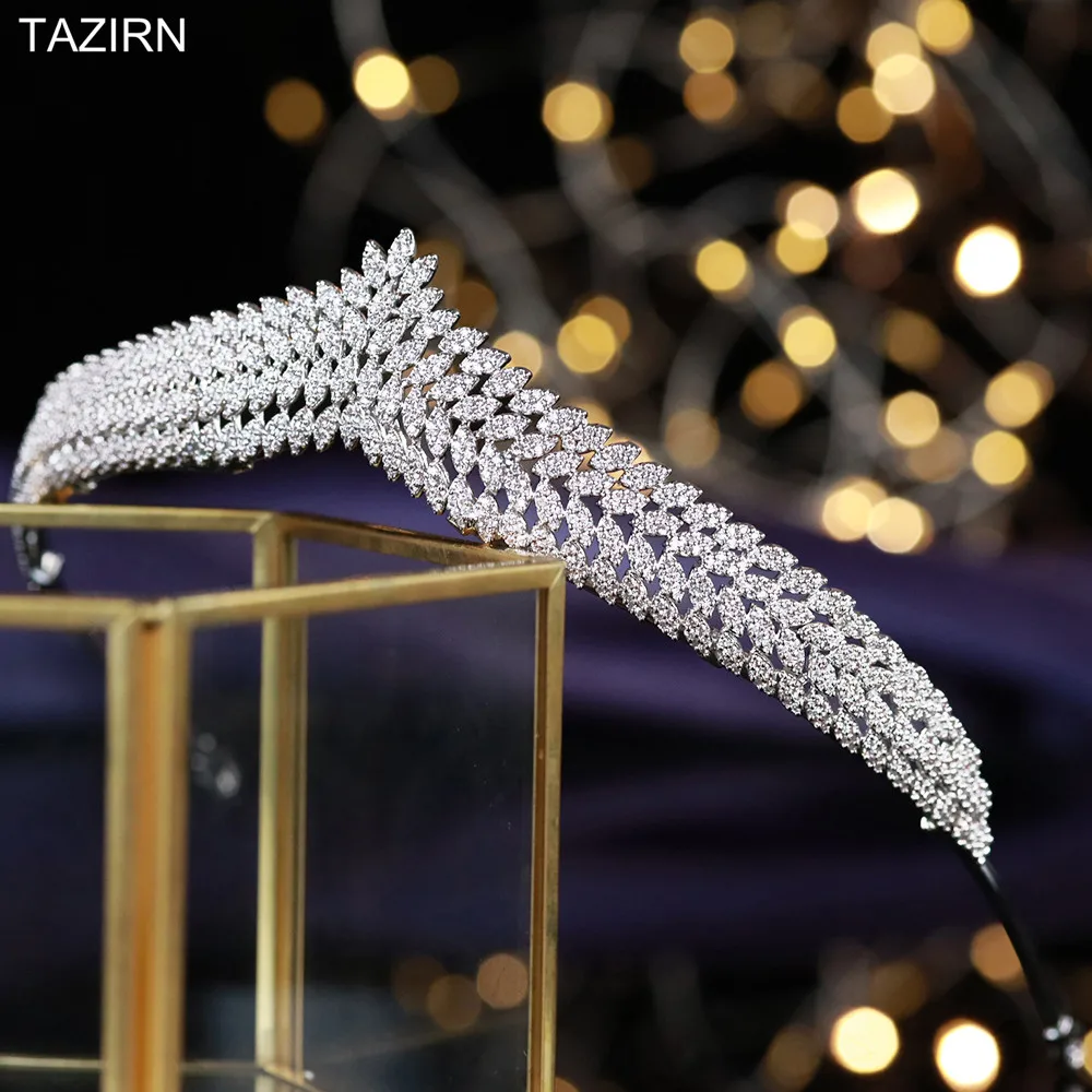 Wedding Crowns Zircon Diadem Arab Tiaras CZ Princess Headwear Elegant Women Tiara and Crown For Pageant Party Bridal Accessories
