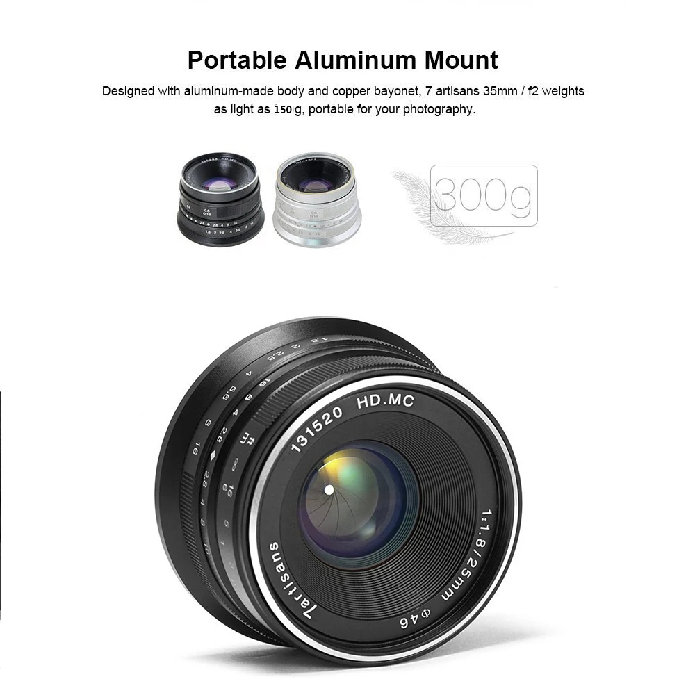 Объектив artisans 25 мм F1.8 Prime для Sony E Mount камер Fujifilm и Micro 4/3 A7 A7II A7R G1 G2 G3 X A1 A10|Объективы