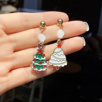 christmas creative santa claus dripping earrings simple reindeer crutches socks small jewelry women