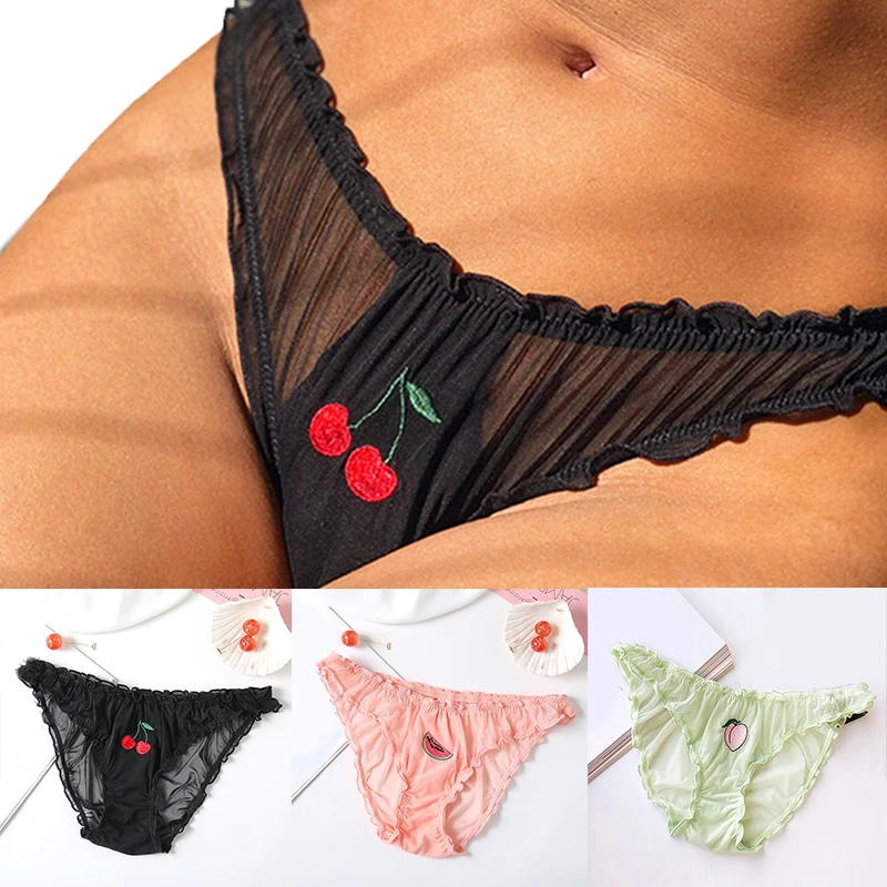 Бесшовные трусы с вышивкой прозрачное Сетчатое кружевное нижнее белье низкой