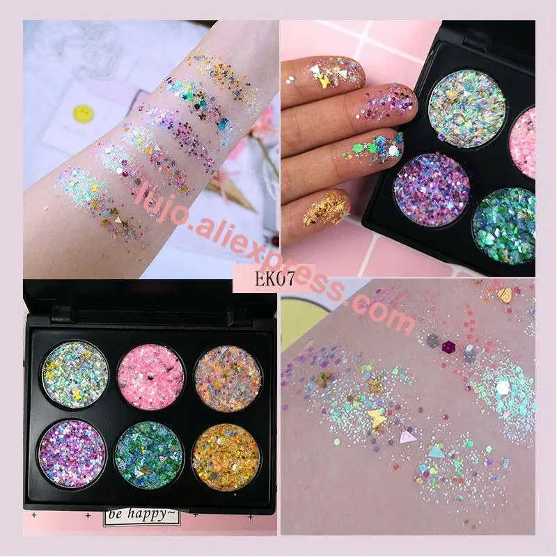 

Makeup Pallete 6 Color Glitters Pressed Eyeshadow Pallete Diamond Make Up Eye Shadow Shimmer Palette Cosmetics Palette