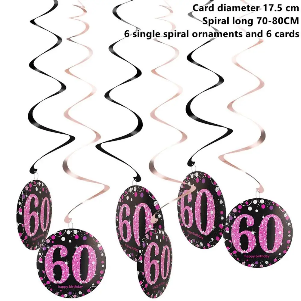 60th Pink Swirls Taoup 60 одноразовая посуда для полотенец тарелка для стола одноразовая посуда для вечеринок 60th День Рождения Декор Для дедушки - Цвет: 60th Pink Swirls