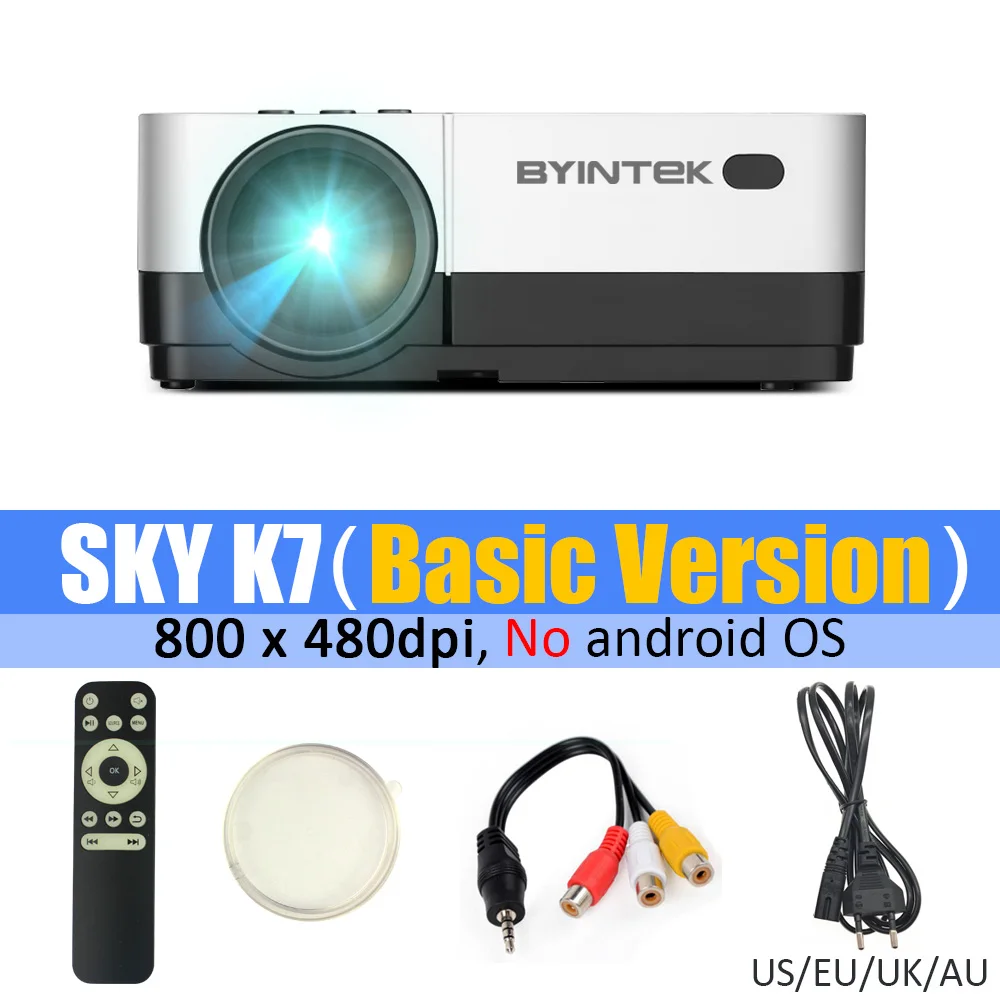 K7(Basic Version) BYINTEK K7 Android Smart Wifi светодиодный мини портативный видео HD проектор для Iphone Ipad смартфон планшет игра 1080P домашний кинотеатр - Цвет: K7(Basic Version)