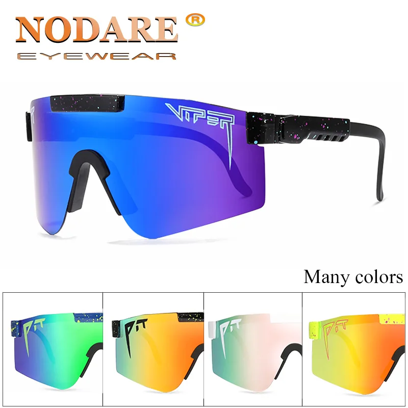 2020 Pit Viper Flat Top Sun Glasses TR90 Blue Frame Mirrored Lens Windproof Sport Polarized Sunglasses For Men/Woman UV400