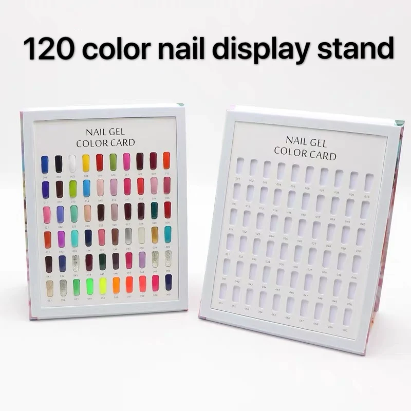 

120 Colors Nail Color Display Book with Nail Tips Card Embedded Professional Model Foldable Nail Gel Polish Color Nail Art Tools