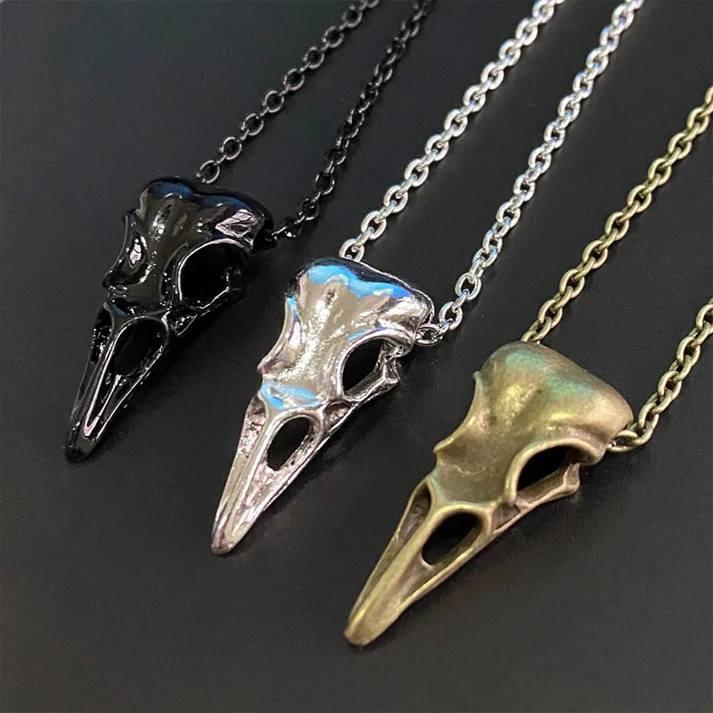 Мини ворона череп подвеска ожерелье Magpie Poe Steampunk идея Подарок Готический зомби