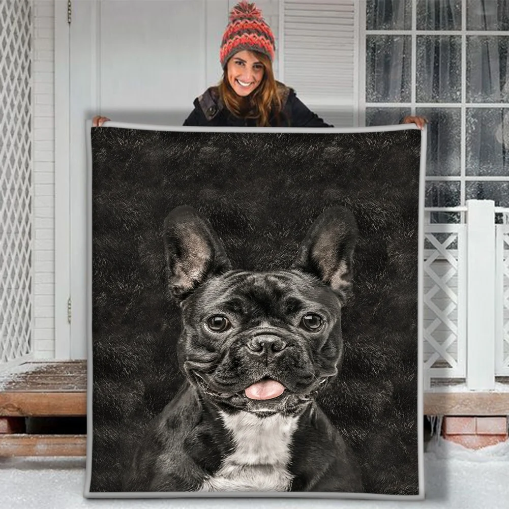 

French Pug Dog Puppy Soft Throw Plush Sherpa Fleece Blanket