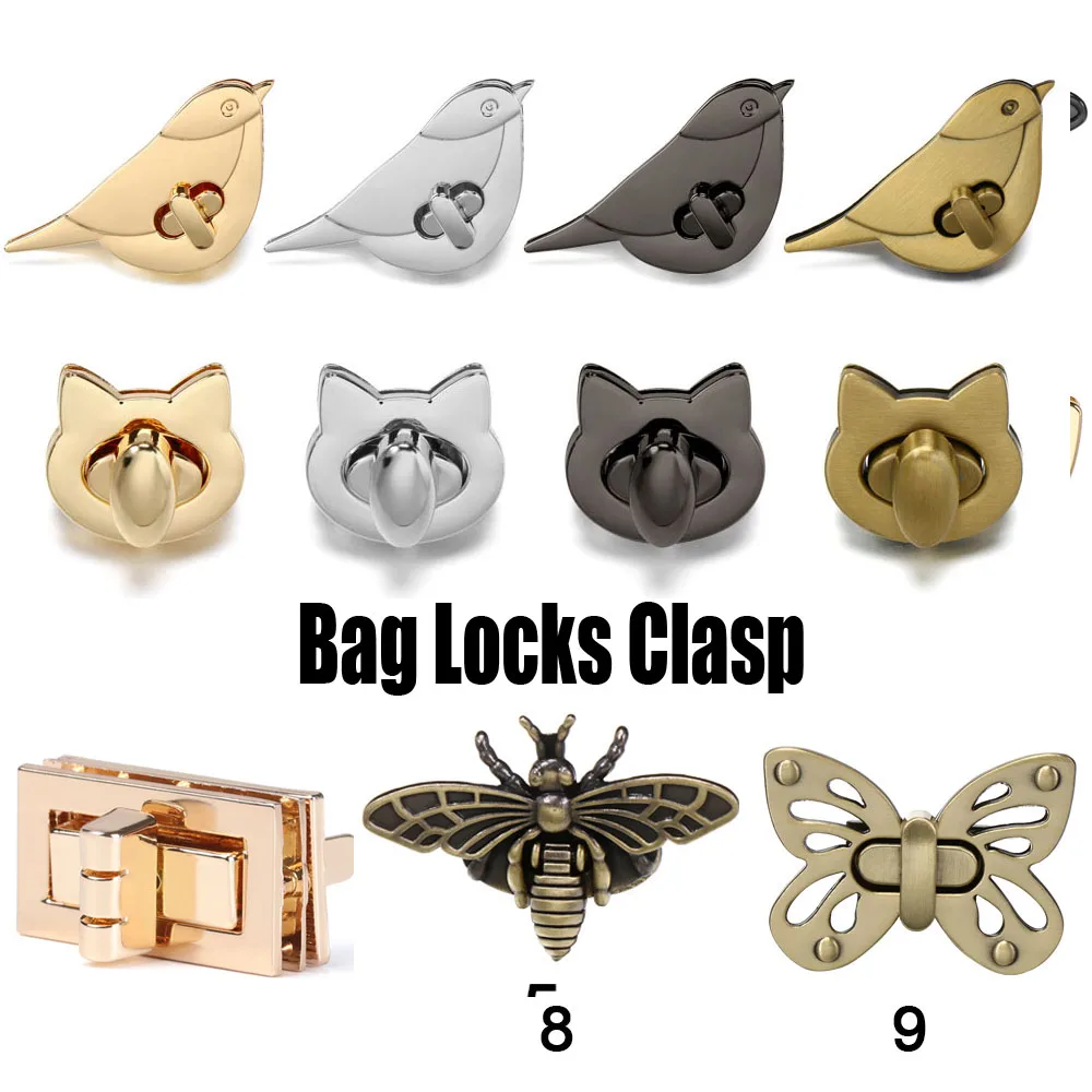

1PC Cute Cat Birds Metal Zinc Alloy Bag Turn Lock Handbag Leather Craft Shoulder Bag Locks Clasp Hardware Accessories DIY Crafts