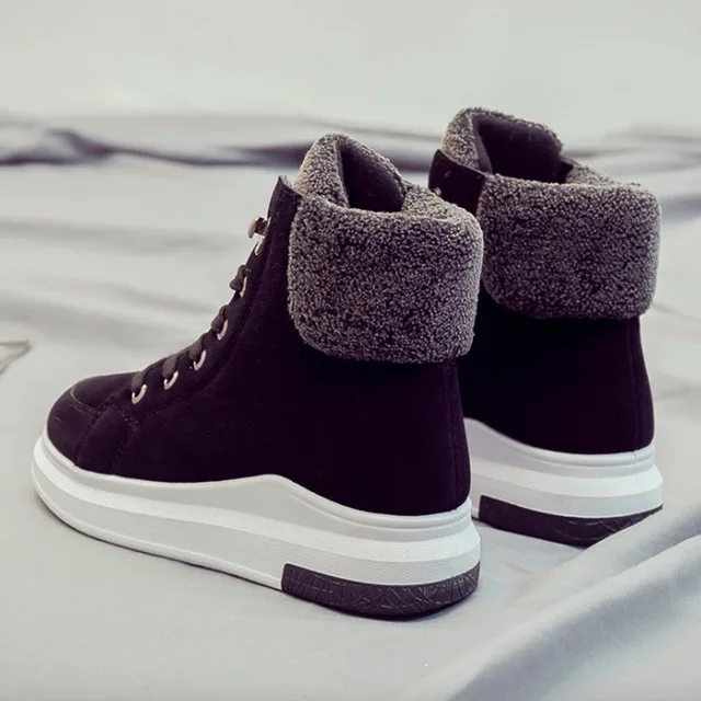 Scarpe Da Tennis delle donne di Nuovo Modo; повседневная обувь из флока; Scarpe Traspiranti Autunno Inverno на шнуровке; Appartamenti Delle Donn - Цвет: Black