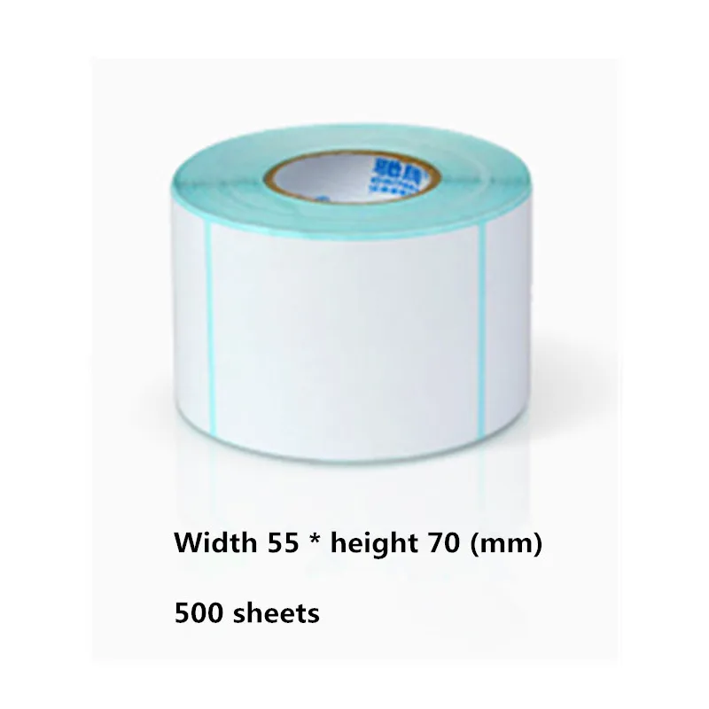 

55 * 70mm * 500 sheets / roll thermal printer product price bar code sticker label waterproof