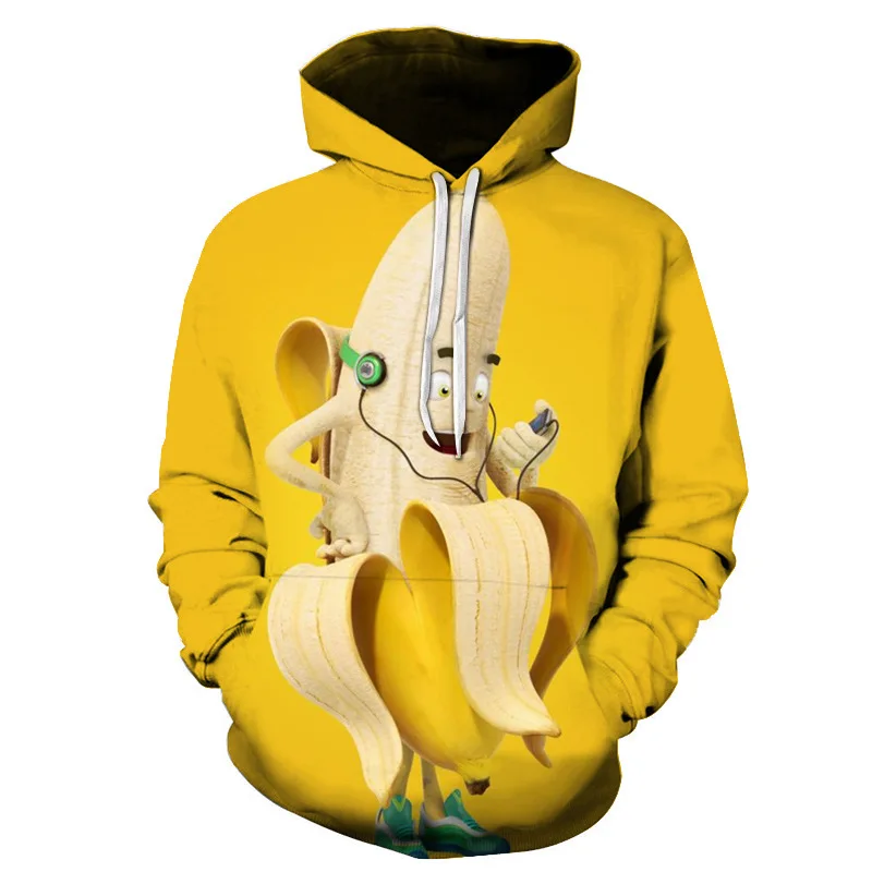 

2021 New Fashion Hoodies Banana listening to music Sweatshirt Men/Womens Long Sleeves Hoody Autumn Winter 3D Design hoodie