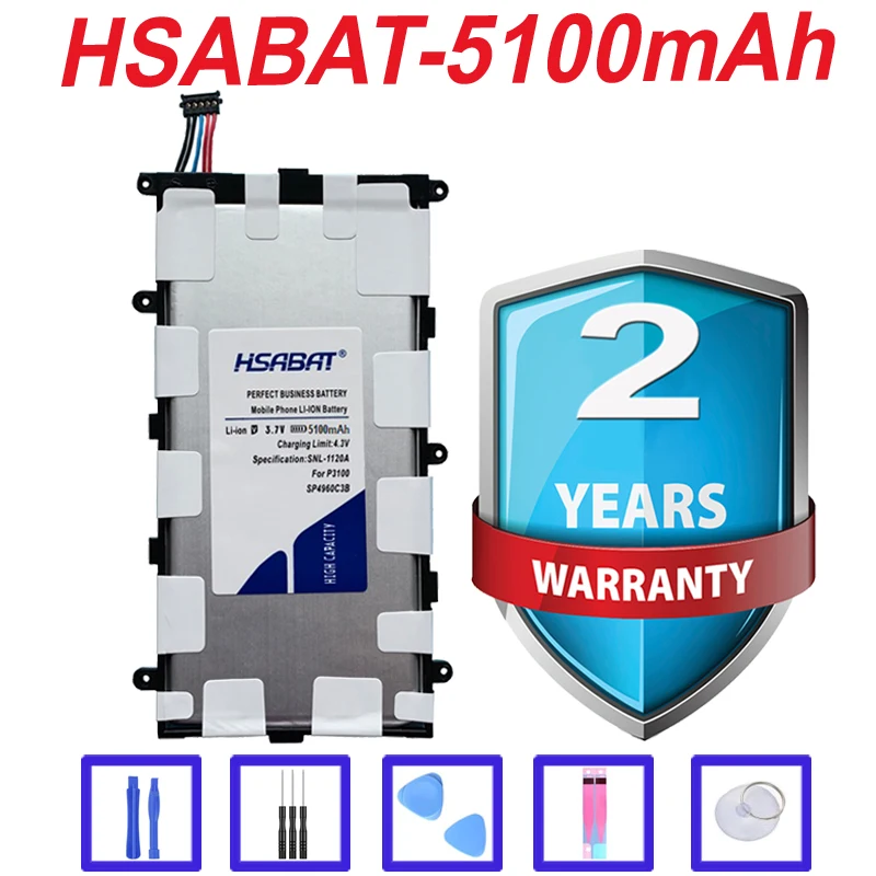 HSABAT 5100 мА/ч, Батарея для samsung Galaxy Tab 2 7,0 и 7,0 плюс GT-P3100 P3100 P3110 P6200 SP4960C3B