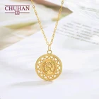 Ожерелье CHUHAN из настоящего 18-каратного золота с круглой подвеской в виде монеты, модное простое ожерелье до ключиц AU750, оптовая продажа, Изящные Ювелирные изделия