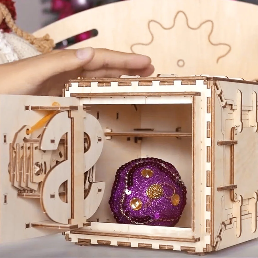 

Инновационная деревянная коробка для хранения пазлов и сокровищ, шкатулка для хранения ювелирных изделий в подарок для девочек, контейнер ...