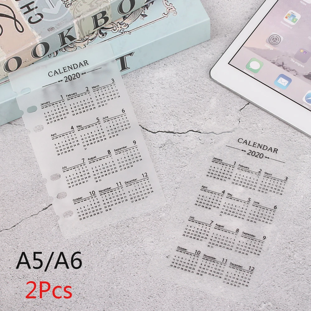 2Pcs For Planner Organizer Notebooks PP 2020 Calendar A5/A6 Loose-leaf 6 Holes Binder Index Divider Separator Stationery New | Канцтовары