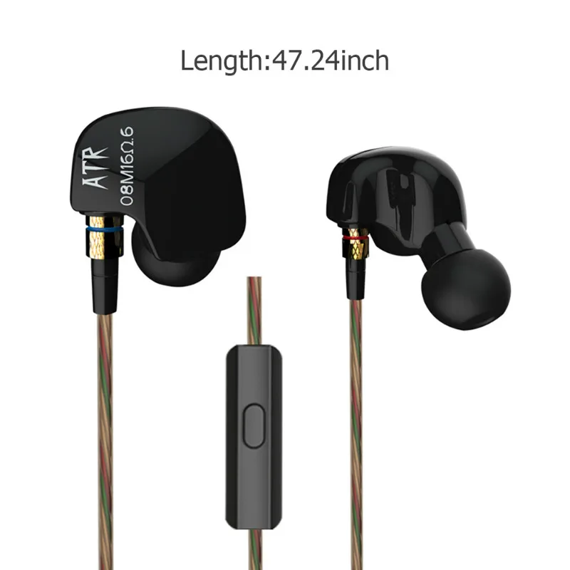 KZ ATR медный драйвер HiFi спортивные наушники 3D тяжелый бас Заушное крепление наушников в ухо наушники для бега с микрофоном