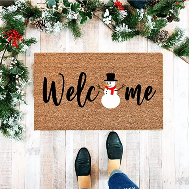 

Doormat Indoor Entrance Christmas Doormat Snowman Welcome Home Carpet Front Door Mat Decorations Santa Xmas Bathroom Rug