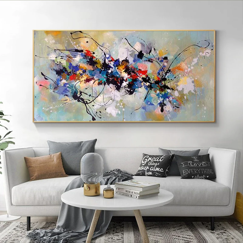 

Abstract Colorful Decoration Oil Painting on Canvas Posters and Prints Cuadros Wall Art Pictures For Living Room