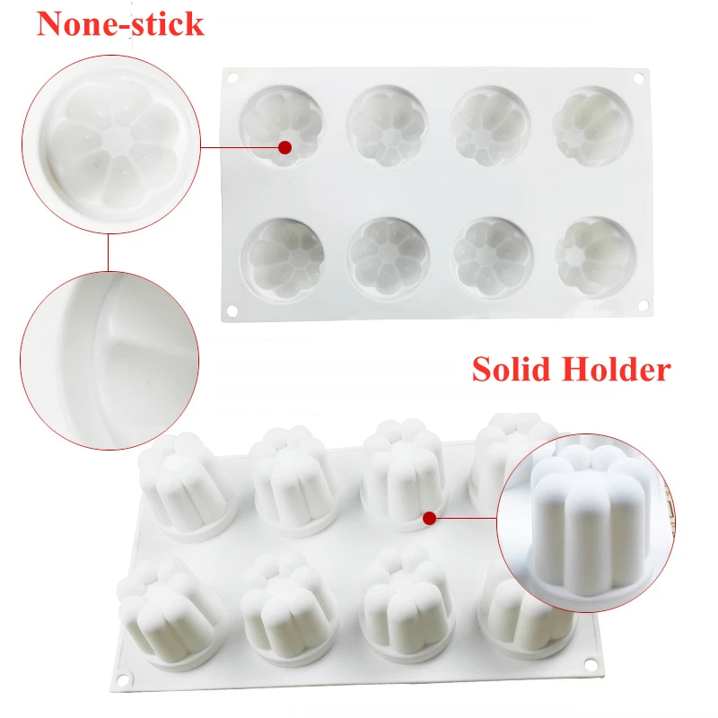 

8 Cavity Flower Wax Candle Mold DIY Craft Aroma Fragrance Cake Decor Silicone Mould Chocolate Pudding Jelly Mold Baking Tool
