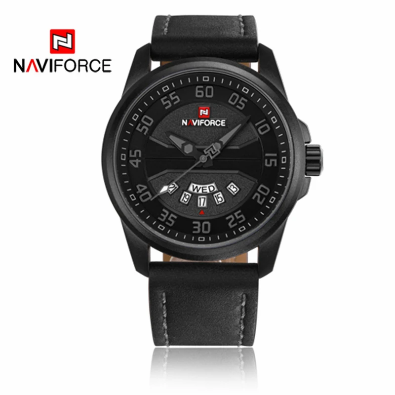 NAVIFORCE мужские спортивные кварцевые часы армейские военные с датой кожаный
