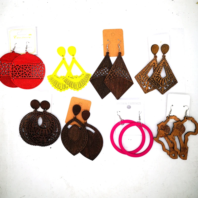 

Free shipping!!Newest Stud Drop Wooden Earring can mixed