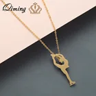 Ожерелье QIMING для катания на коньках по фигуре, подвеска из розового золота для женщин и мужчин, ювелирное изделие из нержавеющей стали, ожерелье в стиле бохо, ожерелье для вечерние