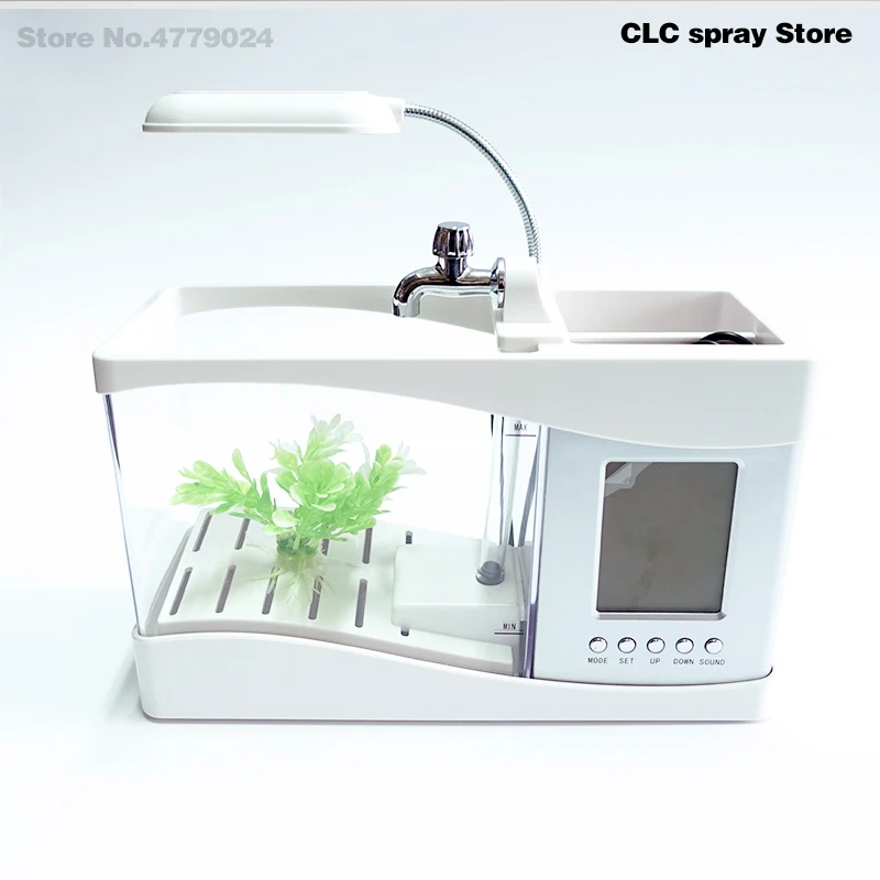 

Aquariums Mini Clear USB LED Goldfish Betta Fish Tank Ornament Aquarium Black Red White Color Desktop Decoration