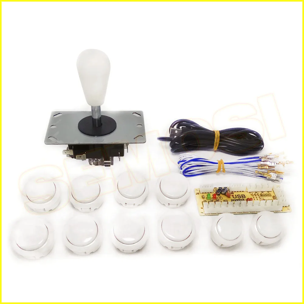 White Kit 1 Нулевой задержкой, usb-датчик для ПК аркадный джойстик пуш-ап пуговицы «сделай сам» комплект с 2pin кабели 8 способ 5pin джойстик для MAME Jamma машина - Цвет: White Kit 1