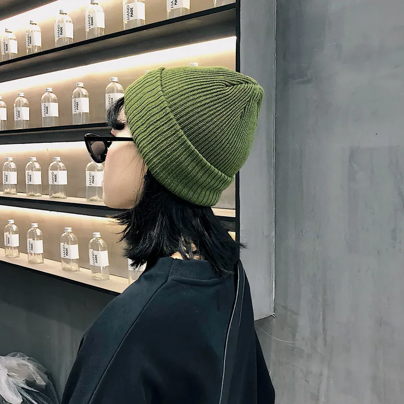 Двухслойная вязаная шапка в стиле Дыня унисекс|Мужская Skullies & шапочки| |