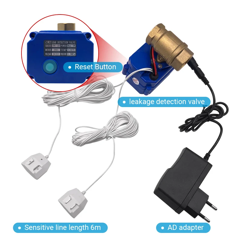 Russian/Ukrain Smart Home Water Leakage Sensor with Auto Stop DN15 Valve Water Flood Leaking Detecting Sensor Alarm System enlarge