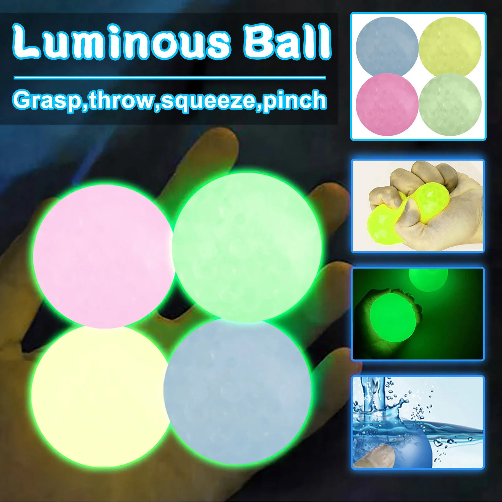 

3PC Stick Wall Ball Fluorescent Squash Xmas Sticky Target Ball Decompression Throw Fidget Toy Kids Gift Novelty Stress Relief f5