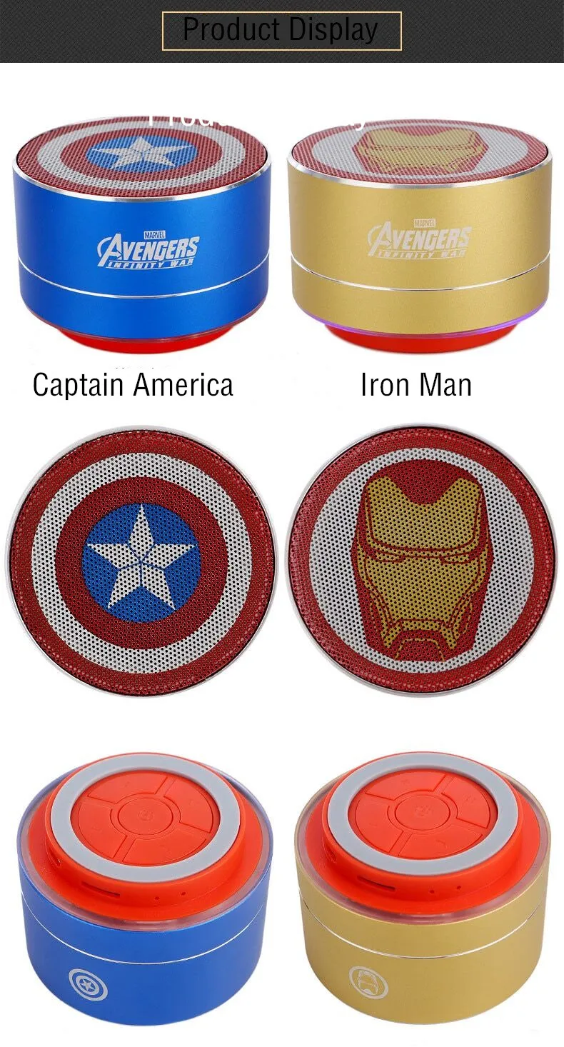 ZEKI Marvel подлинный беспроводной Bluetooth динамик Железный человек Американский капитан автомобильный сабвуфер, для компьютера динамик для карты TF открытый динамик