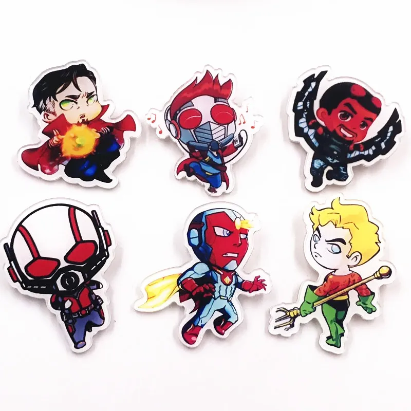 1 шт. Горячая супер герой Железный человек акриловая брошь Marvel Мстители герой значок булавка украшение на одежду Холщовая Сумка Шляпа Кепка