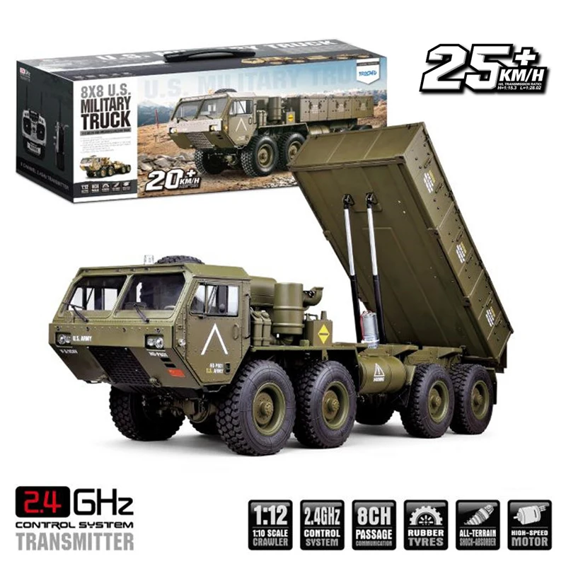 JTY Игрушки радиоуправляемые автомобили 1:12 8x8 военный грузовик система привода из