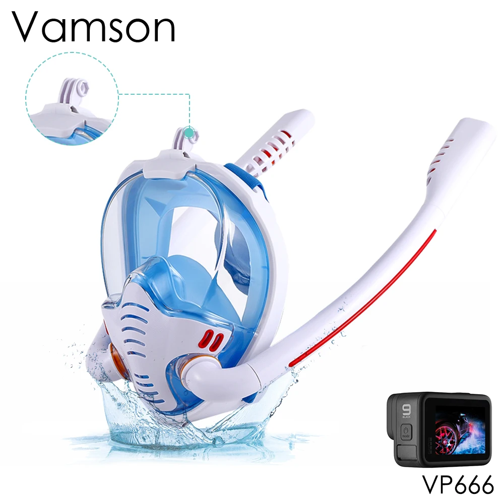 

Маска для снорклинга для подводной экшн-камеры Vamson, широкоугольная, 180 °, 10, 9, 8, 7, 6, 5, VP666