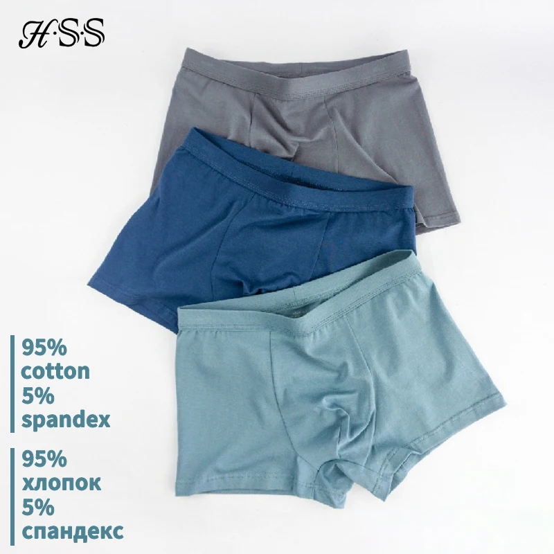 

HSS Brand 2020 New Men Cotton Boxers 3Pcs/lot Underwear Boxer Healthy Comfortable Boxershort Plus Size L XL XXL XXXL