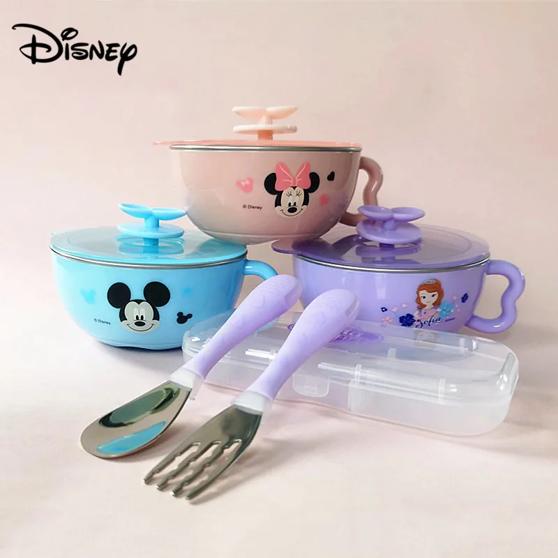 Набор столовых приборов из нержавеющей стали disney для младенцев, вилка, ложка, набор посуды, детская посуда принцессы Микки
