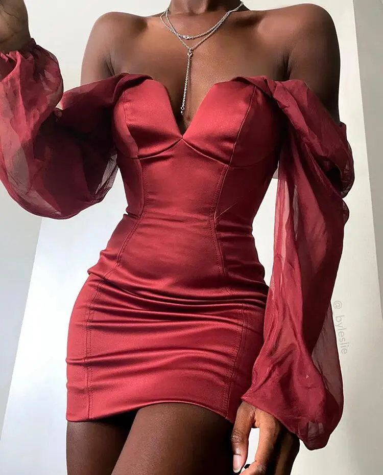 Облегающее зимнее платье 2019 сексуальное женское с открытыми плечами модное