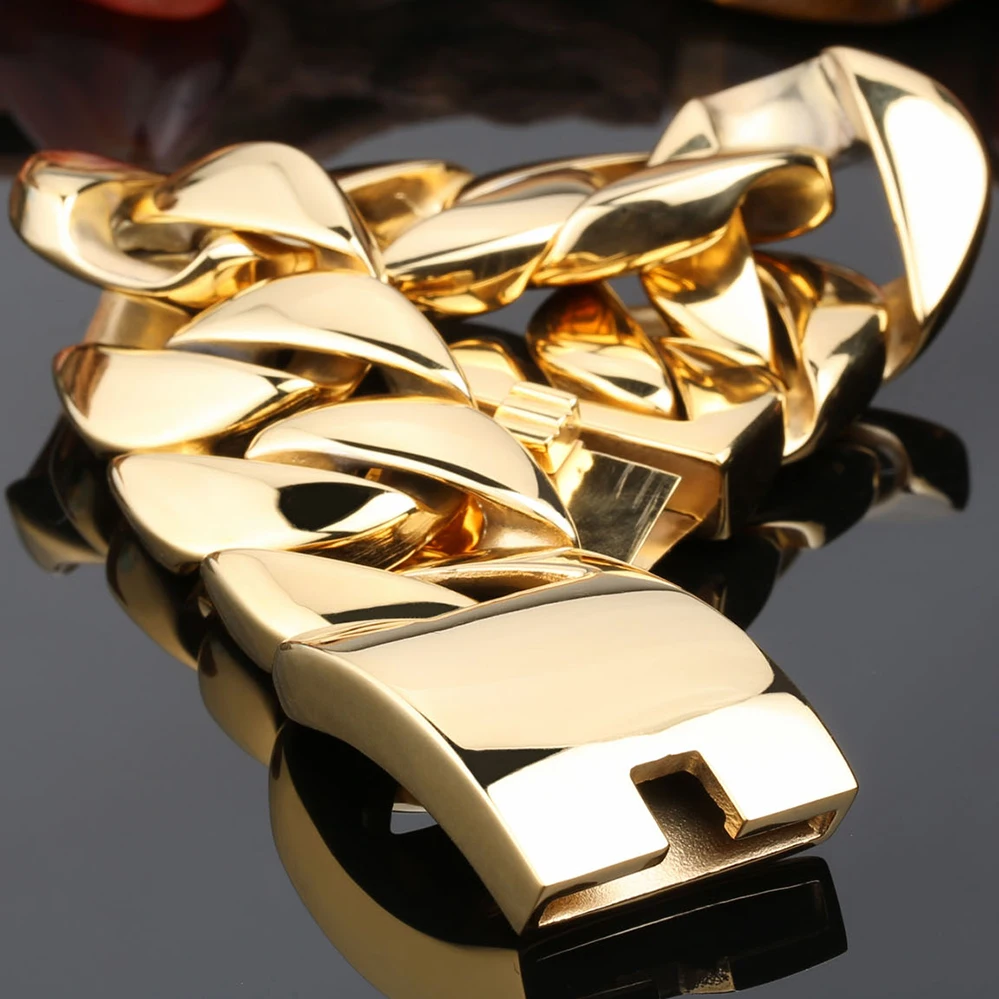 

Heavy 31MM Wide Bracelet Men Metal Hiphop Massive Stainless Steel Jewelry Friendship Mens Bracelets Bangles On Hand Thick Chain