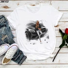 Футболка женская в Корейском стиле, топ с коротким рукавом в стиле Харадзюку, модная рубашка с принтом автомобиля и красоты, на лето