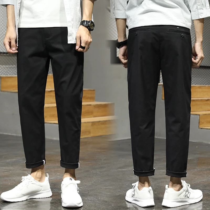 

Брендовые брюки, мужские повседневные длинные брюки, мужские хлопковые однотонные облегающие брюки, мужские брюки большого размера, мужски...